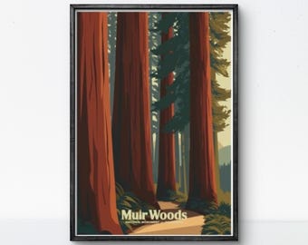 Muir Woods Redwood Forest Poster: Vintage California Travel Art