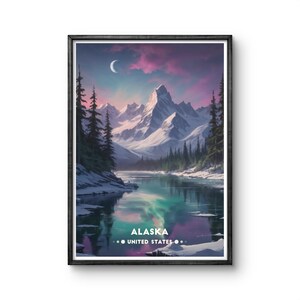 Alaska Vintage Poster - Stunning Winter Landscape Art Print - USA Nature Wall Decor