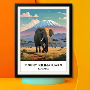 Mount Kilimanjaro Print: African Elephant, Tanzania Safari Art