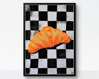 Croissant Art Poster: Modern Kitchen Wall Art