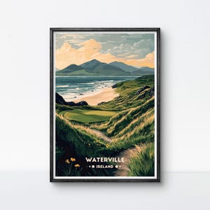 Poster da golf Waterville, Irlanda, campo da golf, stampa artistica da parete, poster da viaggio vintage, decorazione da golf con cornice, regalo