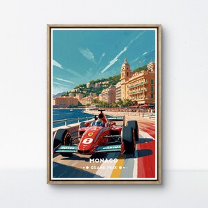 Monaco Grand Prix Vintage Poster | Formula 1 Racing Art | Glamorous Monte Carlo Wall Decor | F1 racing print | Grand Prix wall art