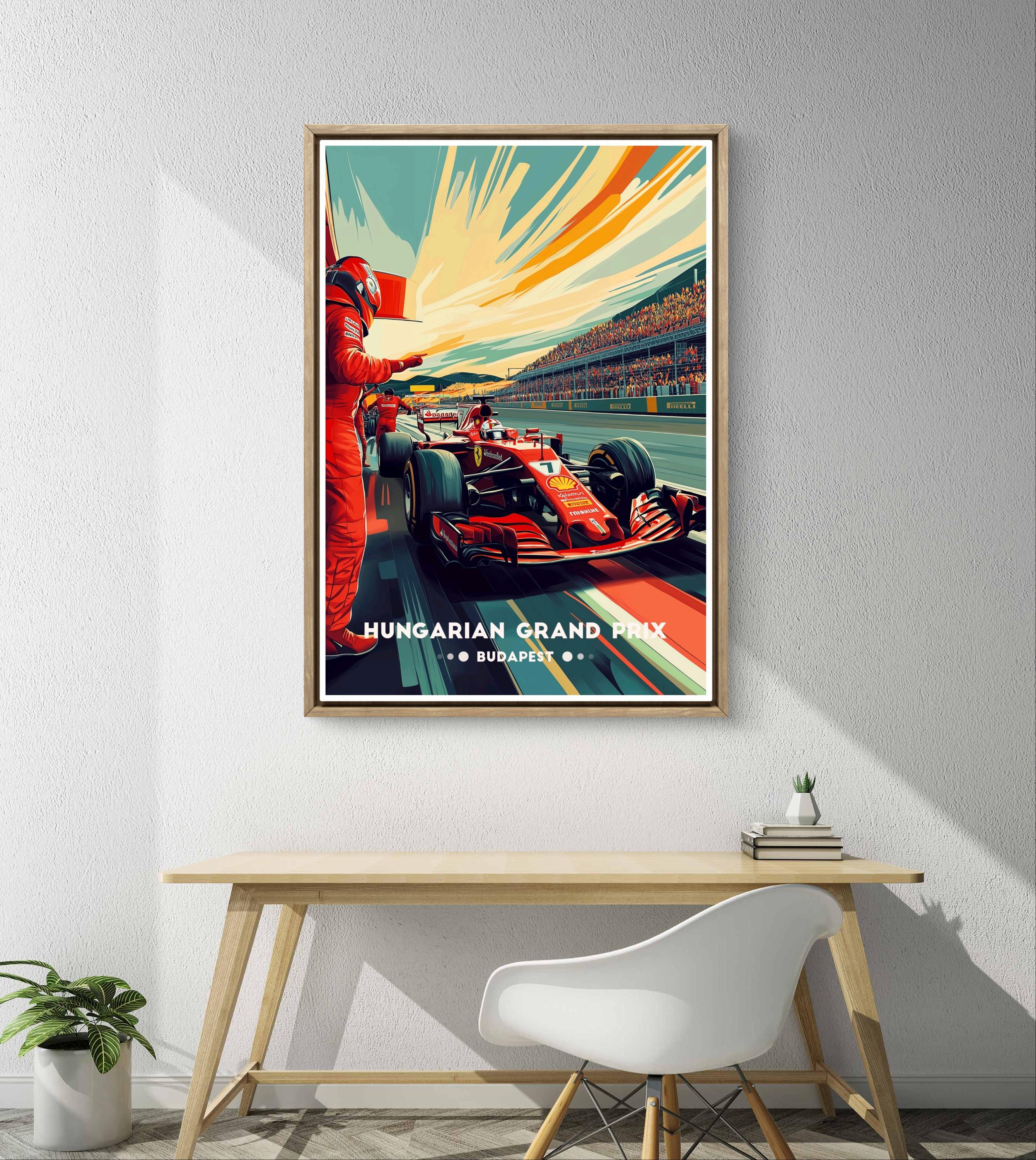 Hungarian Grand Prix Poster – Iconic Formula 1 Pit Stop Scene at