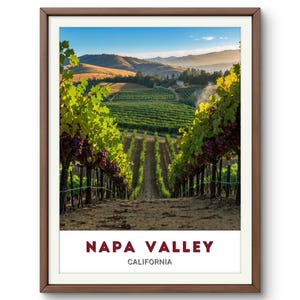 Napa Valley Poster: A Stunning Vineyard Landscape of California Wine Country for Home Decor