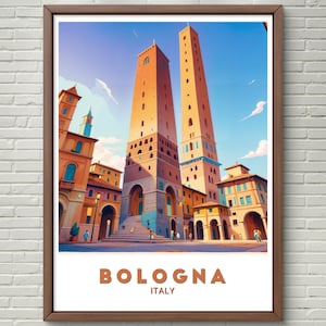 Bologneser Poster - Faszinierender Kunstdruck der ikonischen zwei Türme von Bologneser - Historisches Wanddekor für jeden Raum