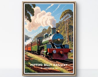 Puffing Billy Railway Vintage Poster: Dandenong Ranges, Australia