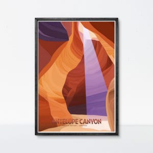 Antelope Canyon Poster, Navajo Nation Druck, Arizona Wüste Wandkunst, Slot Canyon Landschaft, Südwesten Reiseplakat, gerahmt oder ungerahmt