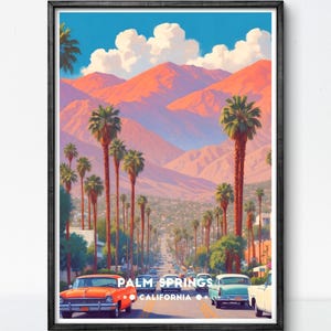 Palm Springs Poster – Retro California Desert Scenic Wall Art – retro california artwork – california travel print