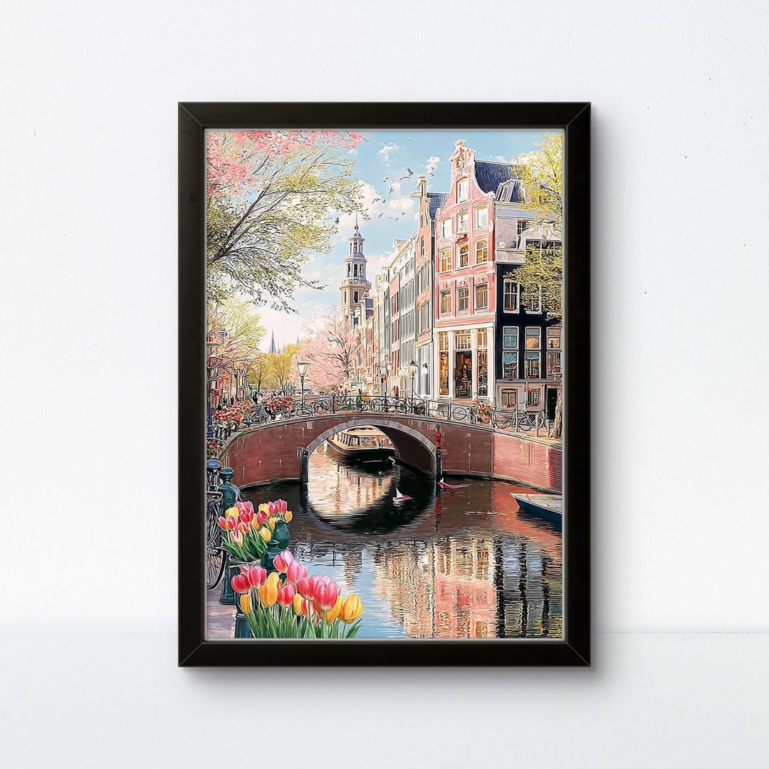Amsterdam Canal Poster: Tulip Bridge Wall Art - Etsy UK