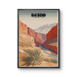 Big Bend National Park Poster, Texas Desert Art Print, Chisos Canyon Wall Art, Southwestern Nature Poster, Vintage National Park Decor