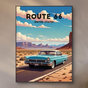 Route 66 Poster - Classic American Road Trip - US Travel Decor Route 66 Vintage poster - Route 66 travel decor
