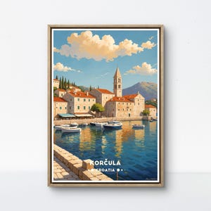 Korčula Vintage Poster - Croatia Coastal Art - Charming Adriatic Island Decor