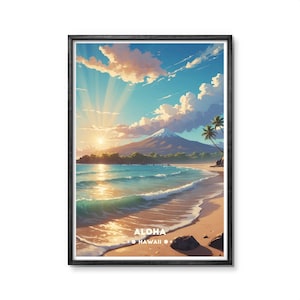 Aloha Hawaii Vintage Poster | Tropical Beach Sunset Art Print for Island Lovers - Aloha Wall Art