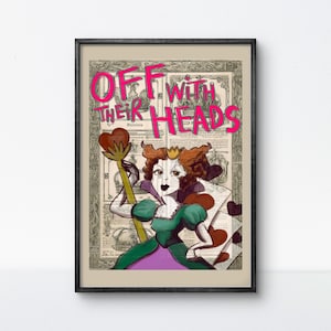 Póster de la Reina de Corazones, Arte de Alicia en el País de las Maravillas, Decoración de pared de cuentos de hadas góticos, Impresión de la Reina de la Fantasía, Arte tipográfico de cuentos de hadas caprichosos