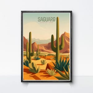 Saguaro National Park Poster Arizona Wall Art US National Park Print Nature Landscape Poster Desert Wall Art Cactus Art Travel Poster