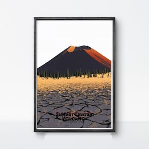 Sunset Crater Volcano Poster: Vintage Arizona Desert Travel Art