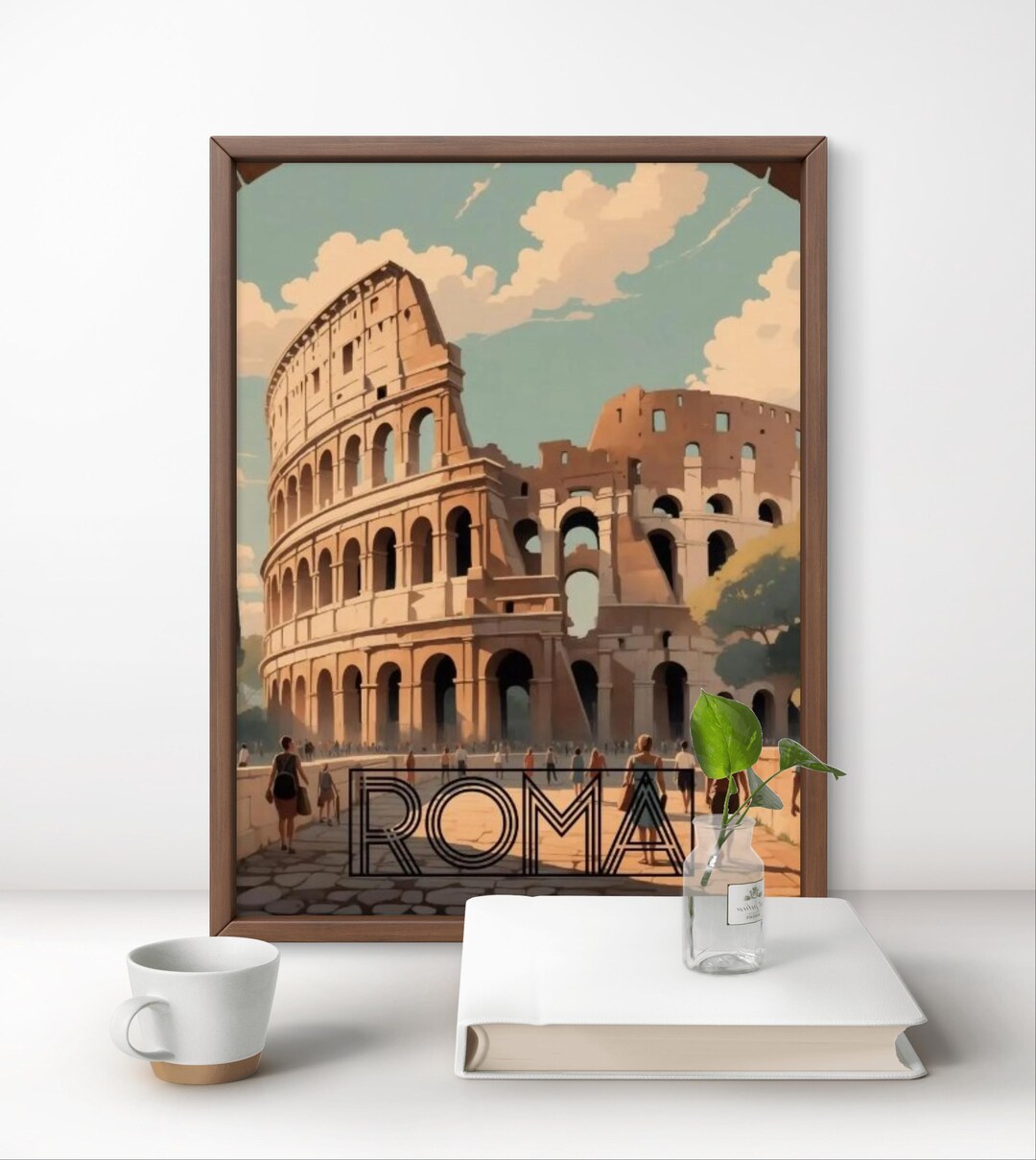 Rome Vintage Poster, Colosseum Wall Art, Retro Italian Travel Print for ...