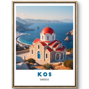 Kos Poster - Serene Ansichten von Kos Griechenland Wandkunst - Atemberaubende Wohnkultur - Perfektes Geschenk für Reise- und Kulturliebhaber