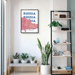 Russland Wand Kunst druckbares Poster - Sankt Petersburg Architektur, blau und pink digitaler Download für Reise- und Geschichtsliebhaber