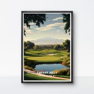 Poster di Cherry Hills Golf, stampa artistica di golf in Colorado, decorazione da parete con campo da golf di montagna per ufficio o casa, regalo ideale per gli amanti del golf