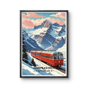 Jungfraujoch Vintage Poster - Stunning Swiss Alps Train Journey Wall Art - Iconic Switzerland Travel Decor