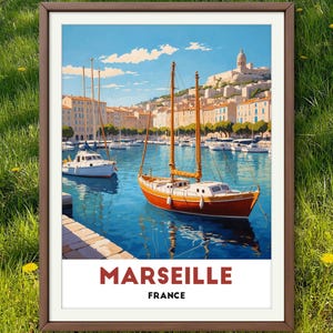 Poster Alter Hafen von Marseille - Malerischer Hafen mit Booten und historischer Architektur, Südfrankreichs Küstenwandkunstdruck