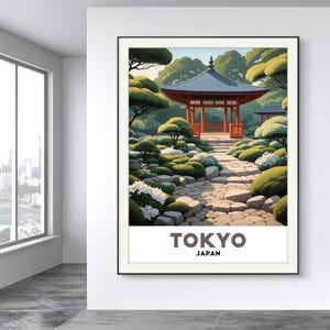 Zen Garden Serenity - Padiglione tradizionale giapponese nel tranquillo rifugio di Tokyo - Poster del Giappone