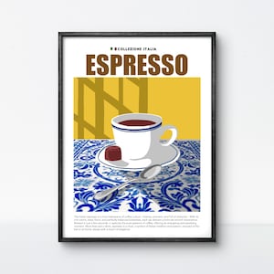 Vintage Espresso Poster – Italian Coffee Art for Kitchen & Café Decor