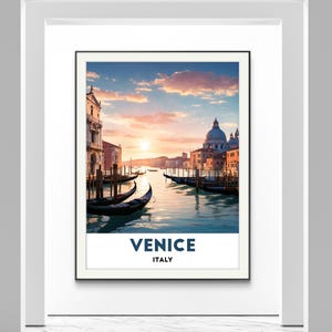 Venice Sunset Poster – Romantic Gondola View, Grand Canal Venice Art, Italian Cityscape Decor