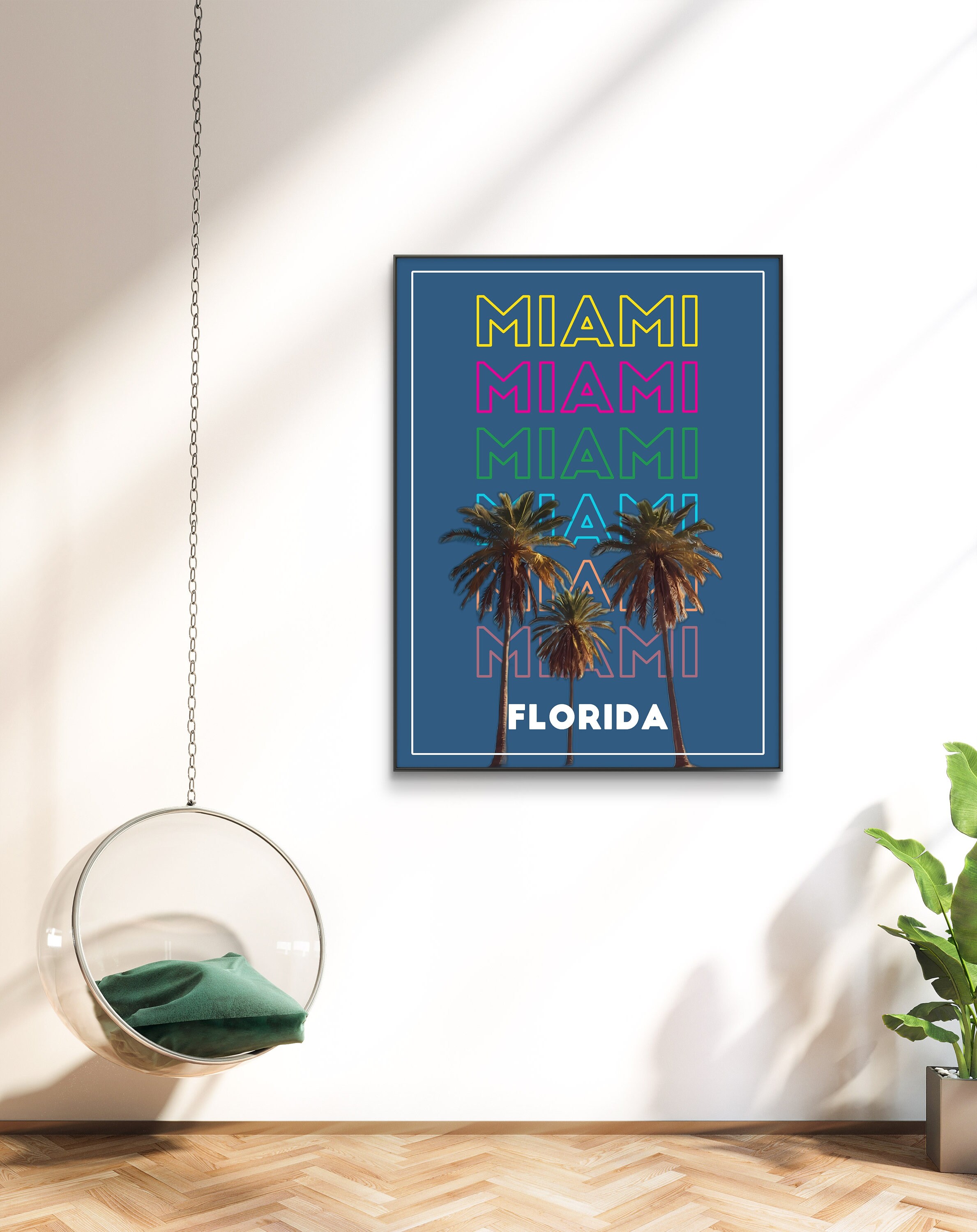 Miami Tree Posters Examples Miami Poster Palm Trees Art Print for Home and Office Decor - Etsy