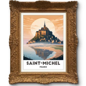 Mont Saint-Michel Poster: French Castle Sunset Art Print