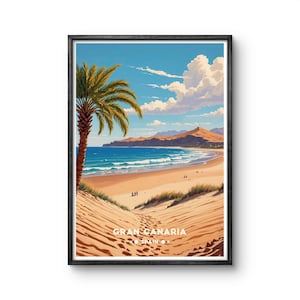 Gran Canaria Spain Vintage Poster - Tropical Beach Art Print - Canary Islands Coastal Wall Decor