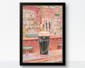 Irish Pub Guinness Poster – Classic Pint Wall Art Decor