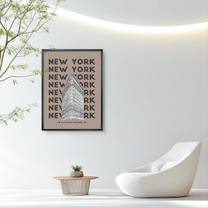 New York Poster, Flatiron Building Print, Downloadable Poster, NYC Architecture Art, Urban Wall Decor, Monochrome Gift Historic Landmark Art