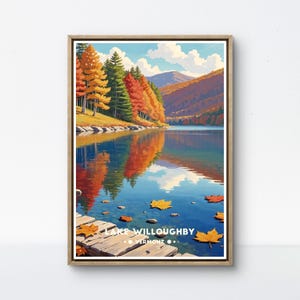 Lake Willoughby Vintage Poster - Vermont Scenic Art - Autumn Foliage Landscape Decor