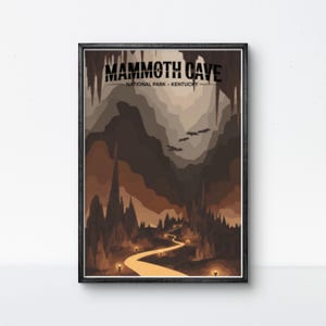 Mammoth Cave National Park Poster Kentucky Wall Art Cave Poster Underground Landscape Print Nature Decor Vintage Travel Poster Adventure Art