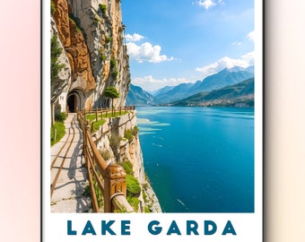 Lake Garda Poster: Italian Lakeside Cliffside View