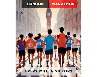 Inspirational London Marathon Poster, Contemporary Running Decor, Great Gift for Runners