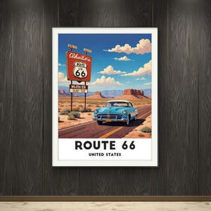 Route 66 Poster - Cruising Route 66 - The Iconic American Road Trip Experience