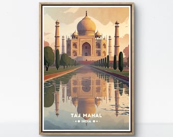 Taj Mahal Wall Art - Vintage India Travel Poster Print