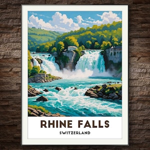 Pôster das Cataratas do Reno – Cachoeira cênica da Suíça, arte da paisagem natural, decoração de beleza icônica suíça