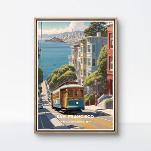 San Francisco Vintage Poster, California Travel Art, Iconic Cable Car Wall Decor SF Poster San Fracisco Travel art print