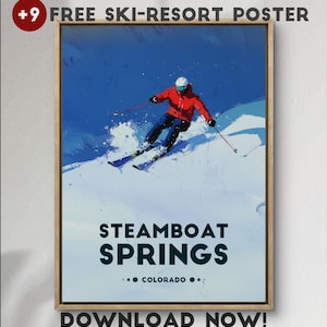 Steamboat Springs Ski Poster: Colorado Winter Sports Art (Downloadable)