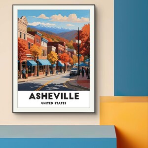 Asheville Stati Uniti Poster - Affascinante città di montagna in autunno Poster North Carolina