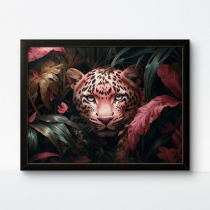 Arte leopardo rosa, decorazione murale leopardo, arte murale femminile: un capolavoro della fauna selvatica stravagante e stravagante