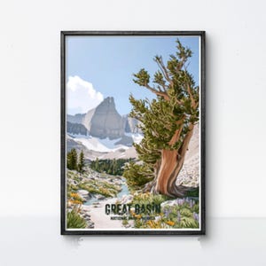 Great Basin National Park Poster Nevada Wall Art Mountain Landscape Print Ancient Bristlecone Pine Art Hiking Poster Outdoor Wall Decor