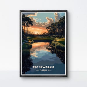 Poster da golf Sawgrass di TPC, stampa artistica sul golf in Florida, decorazione murale iconica per la casa o l'ufficio, regalo perfetto per appassionati e giocatori di golf.