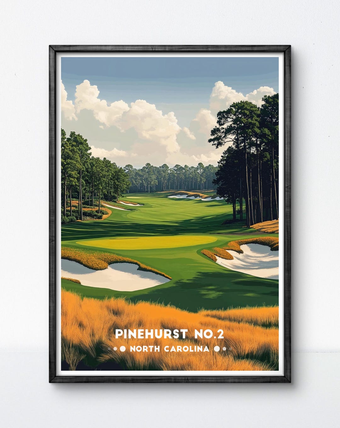 全米オープンが開かれた事もあるPinehurst No. 2 風景画 パインハーストNo.2ゴルフポスター - ノースカロライナ州の象徴的な