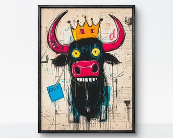 Graffitiposter Bold Bull - felle straatkunst voor moderne muren