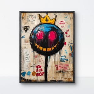 Poster di graffiti "Lecca-lecca incoronato" - Decorazione murale dolce ma ribelle per la cameretta di bambini e adolescenti